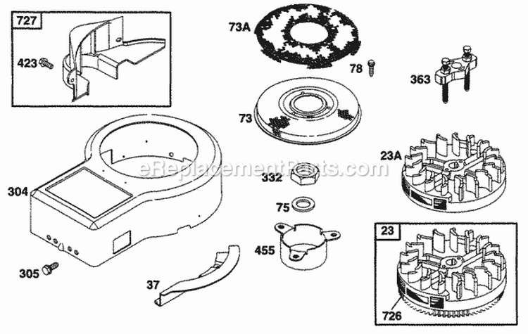 Blower Hsg Flywheel Screen Diagram and Parts List for 255702-0117-01  Briggs and Stratton Engine